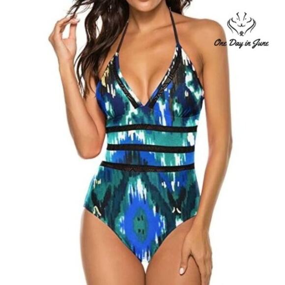 Urchics Halter Plunge One Piece Swimsuit Size M - Picture 1 of 4
